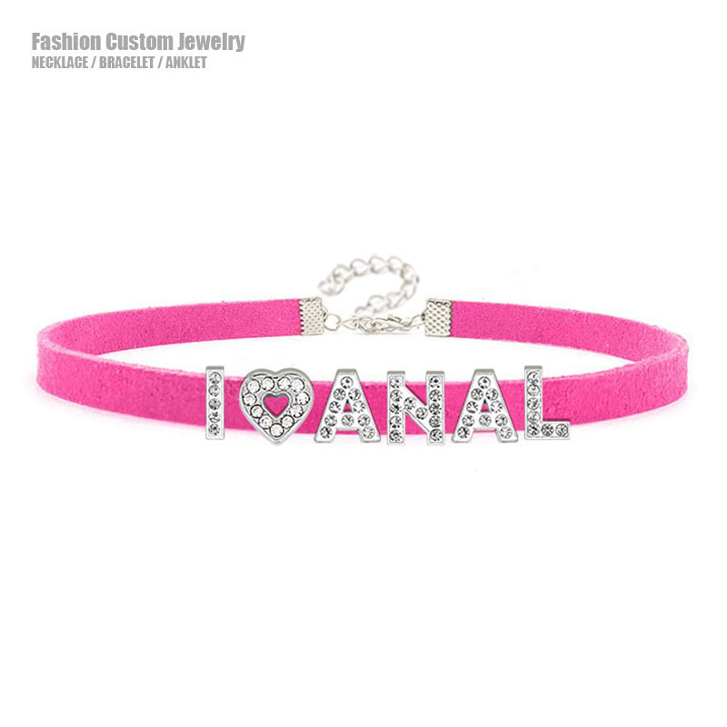 Crystal Choker Necklace - Sexy Hot Rhinestone Letters I Love