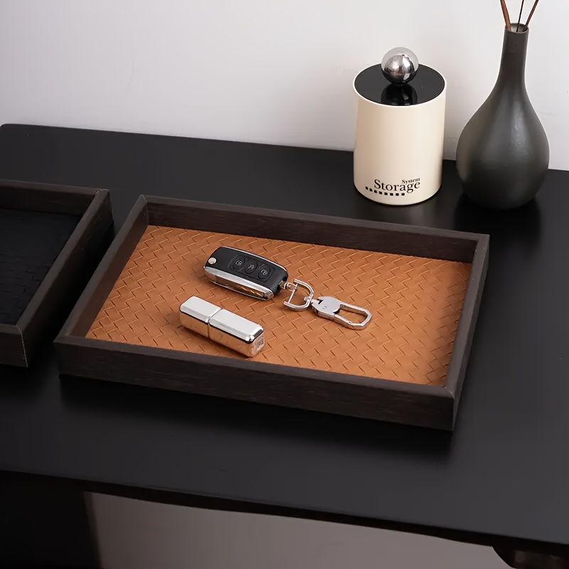 Jewelry Like Watches - 1pc Woven Texture Faux Leather Storage