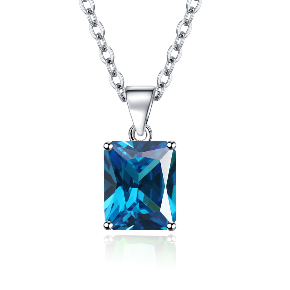 Crystal Choker Necklace - Emerald Cut Blue Topaz Created Blue
