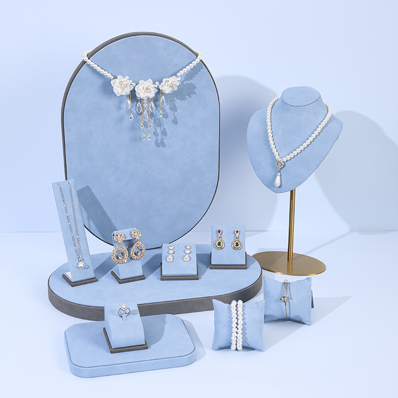 Jewelry Shop Watches - Light Blue Microfiber Jewelry Display Set,