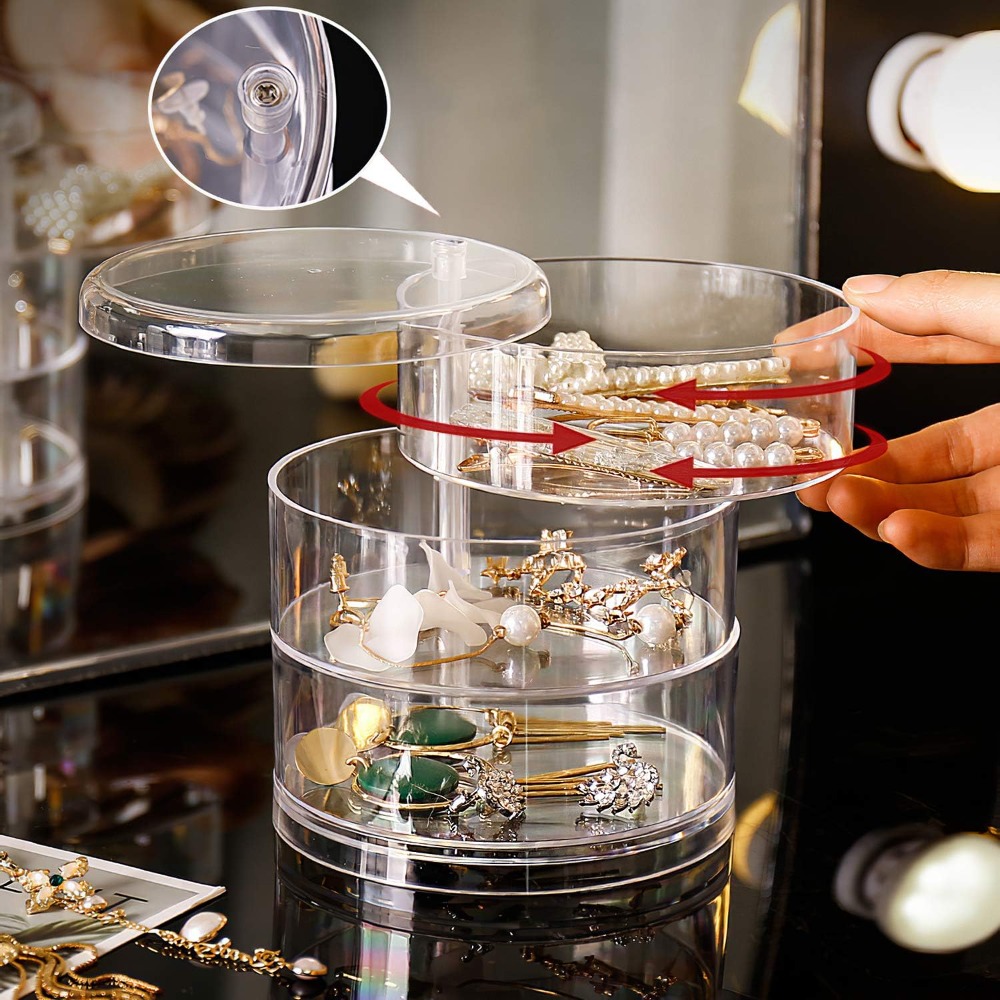 Shop Jewelry & Watches Near Me - 360 Rotating Jewelry Organizer Clear Plastic