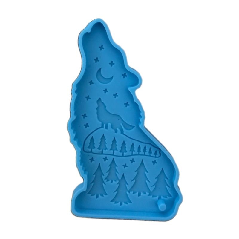 Wolf Jewelry & Watches Tampa - A52E Shiny Wolf Keychain Epoxy Resin