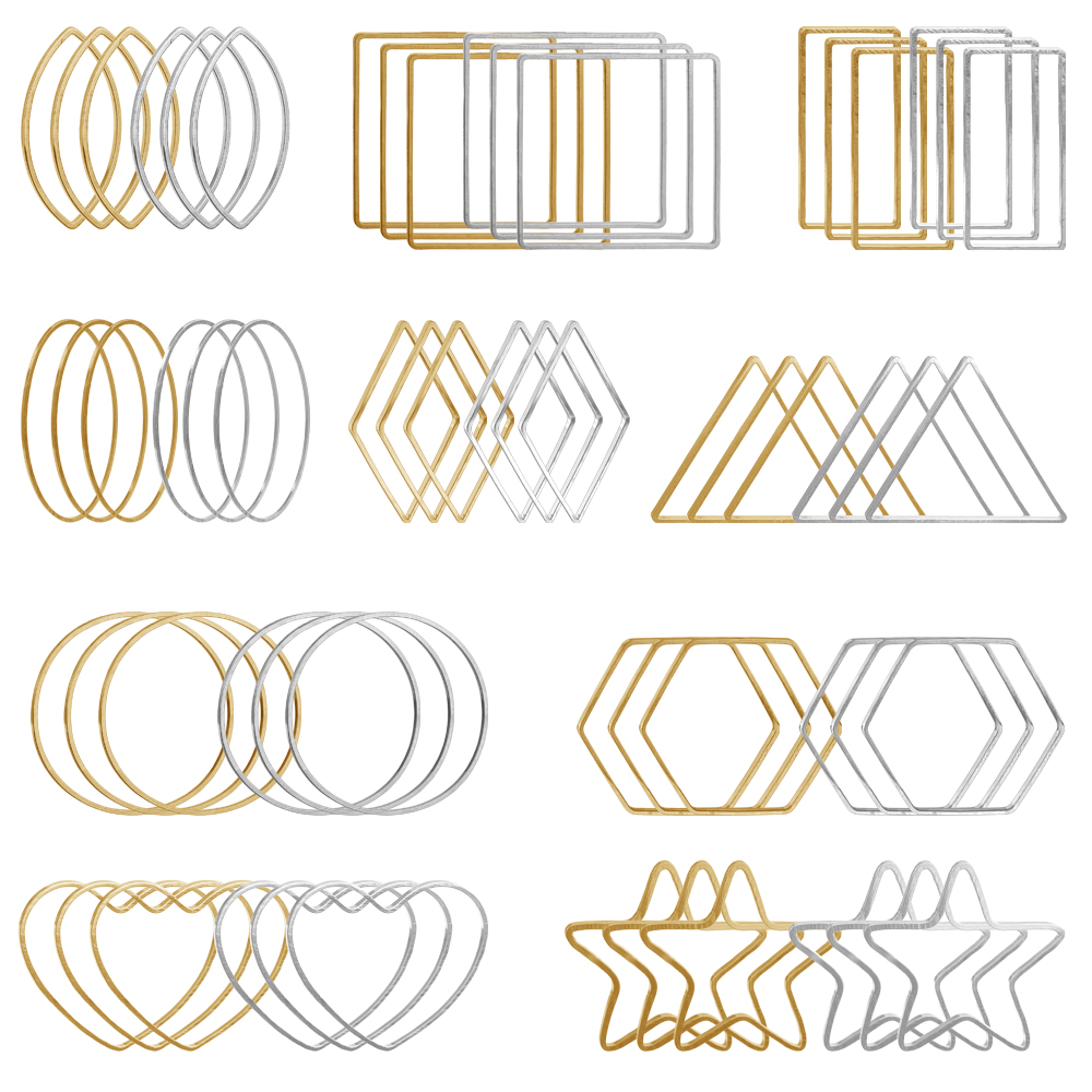 Drop Earrings - 20Pcs Gold Silver Hollow Frame Bezel