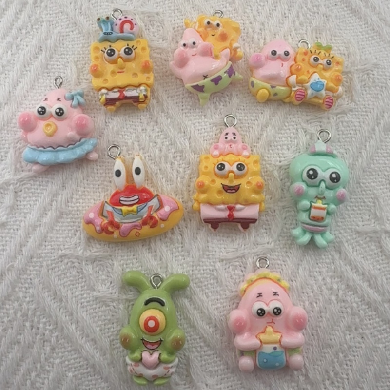 Drop Earrings - 10pcs cartoon resin pendant, DIY jewelry