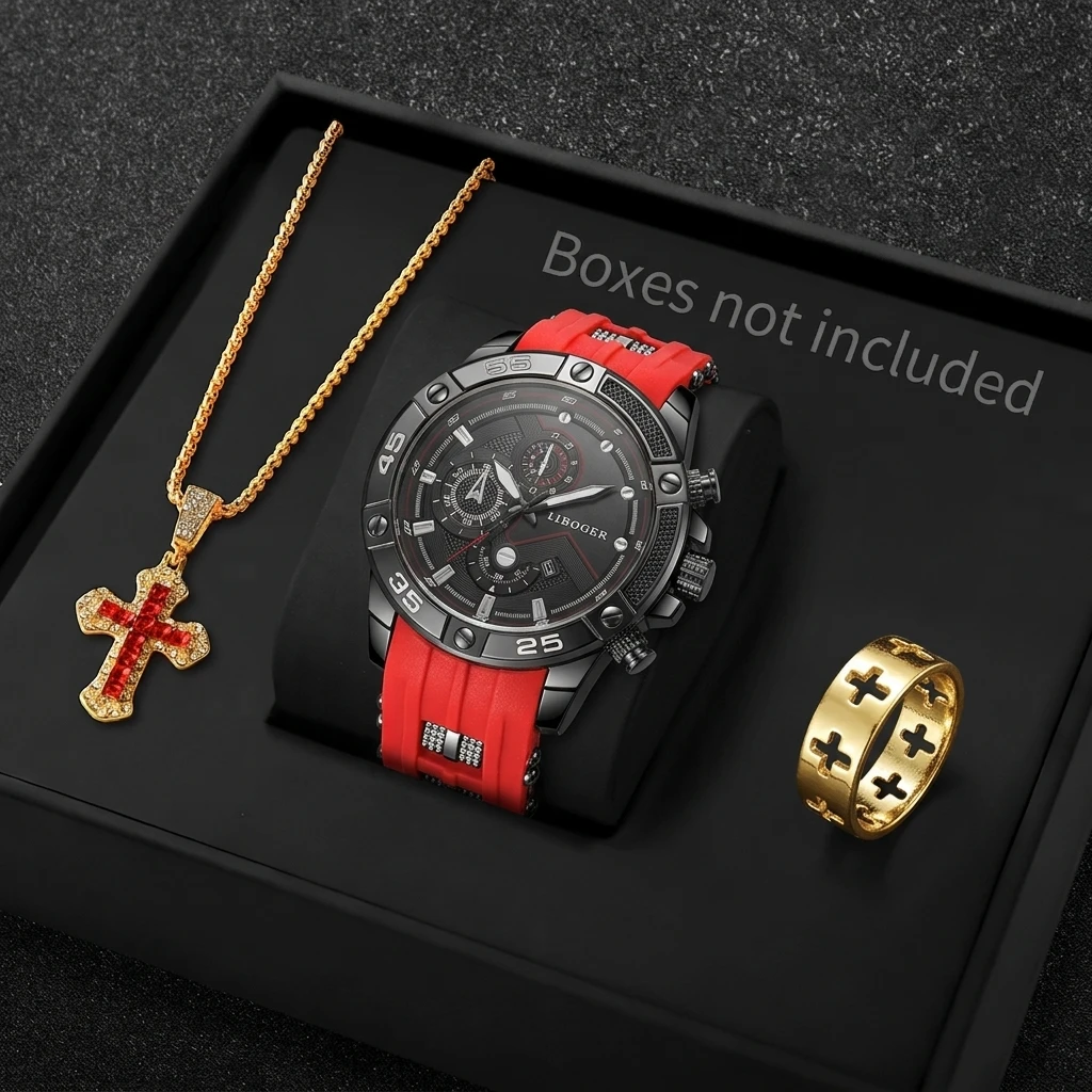 Jewelry Like Watches - 3PCS Fashion Male Sports Watch Cross