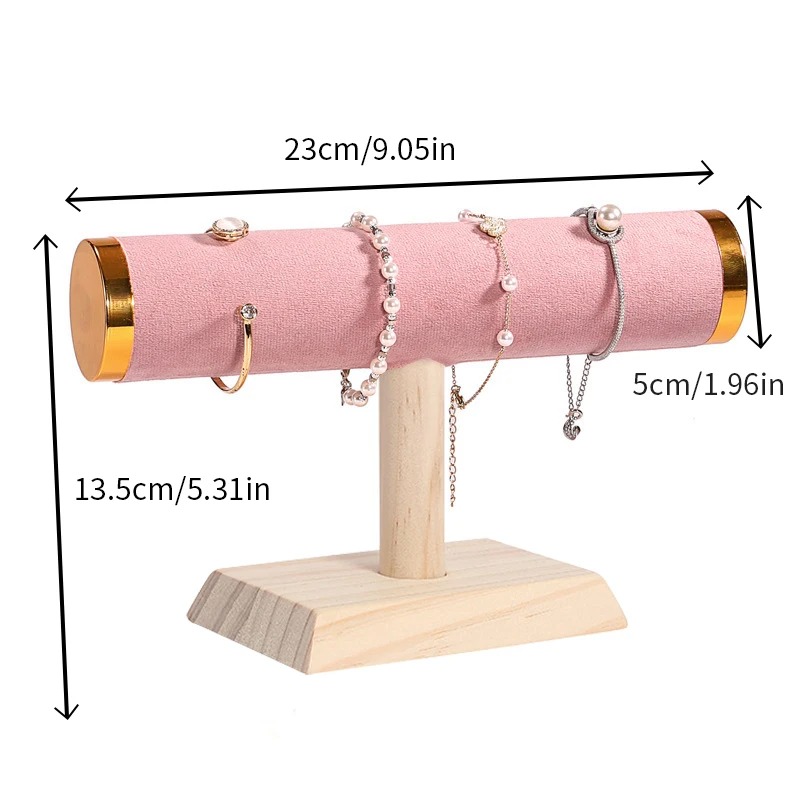 Jewelry Shop Watches - Wood Base T‑Bar Bracelet Display Stand