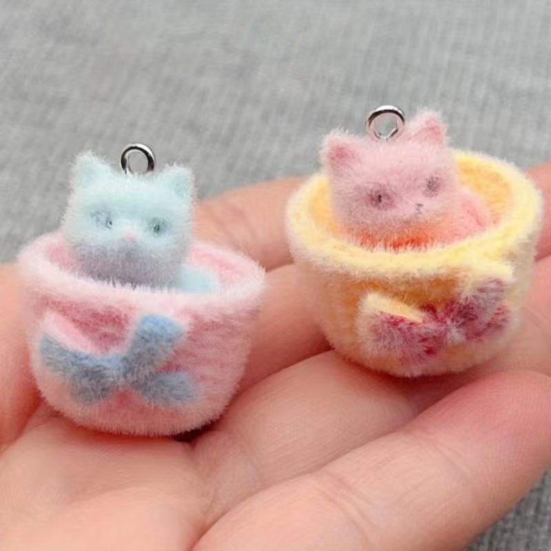4pcs 3D plush resin cat pendan - Drop Earrings review and price