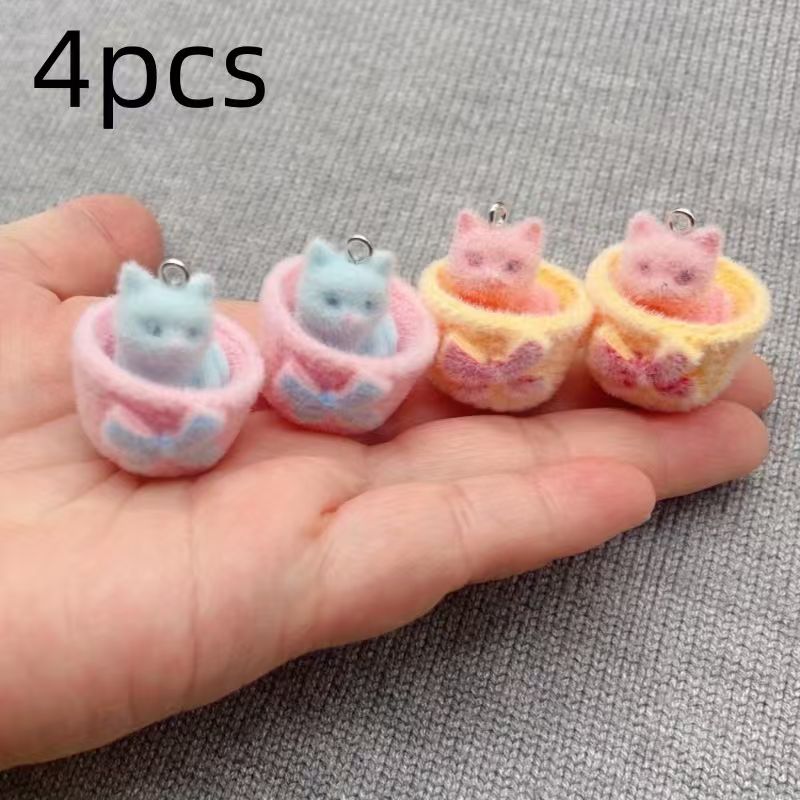 4pcs 3D plush resin cat pendan - Drop Earrings review and price