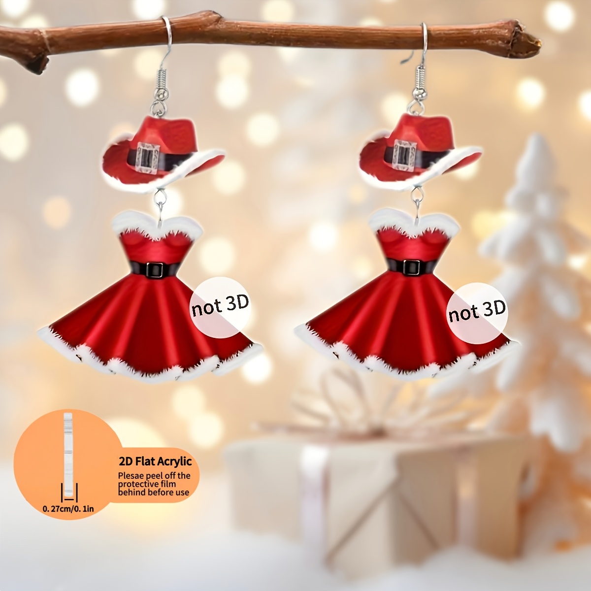 1 pair of 2D acrylic Christmas - Eve Jewelry & Watches Distribuidor Oficial Rolex Buenos Aires review and price