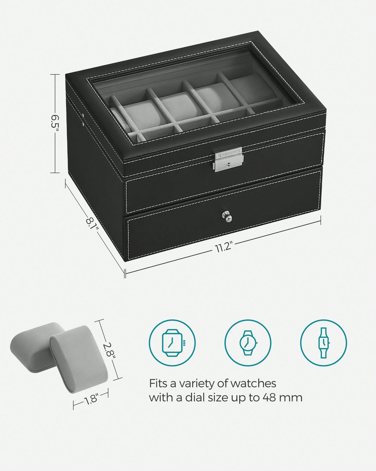20-Slot Watch Box with Glass L - Jewelry Watches & Accessories review and price