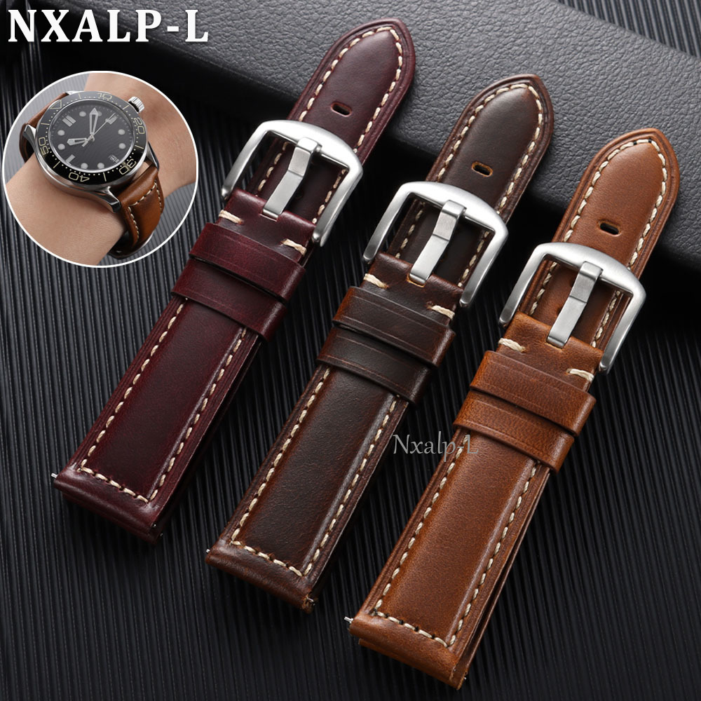 Oil Wax Cowhide Strap 18 20mm  - Omega Watch Speedmaster review and price