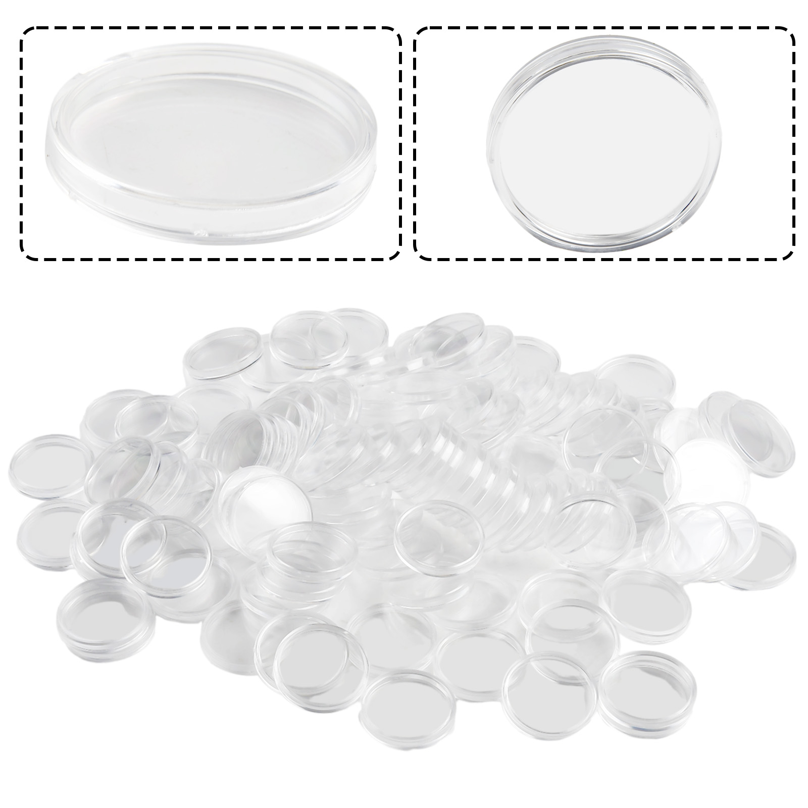 100Pcs Transparent Plastic Rou - Collectors Coins Jewelry & Watches Of Smithtown Photos review and price