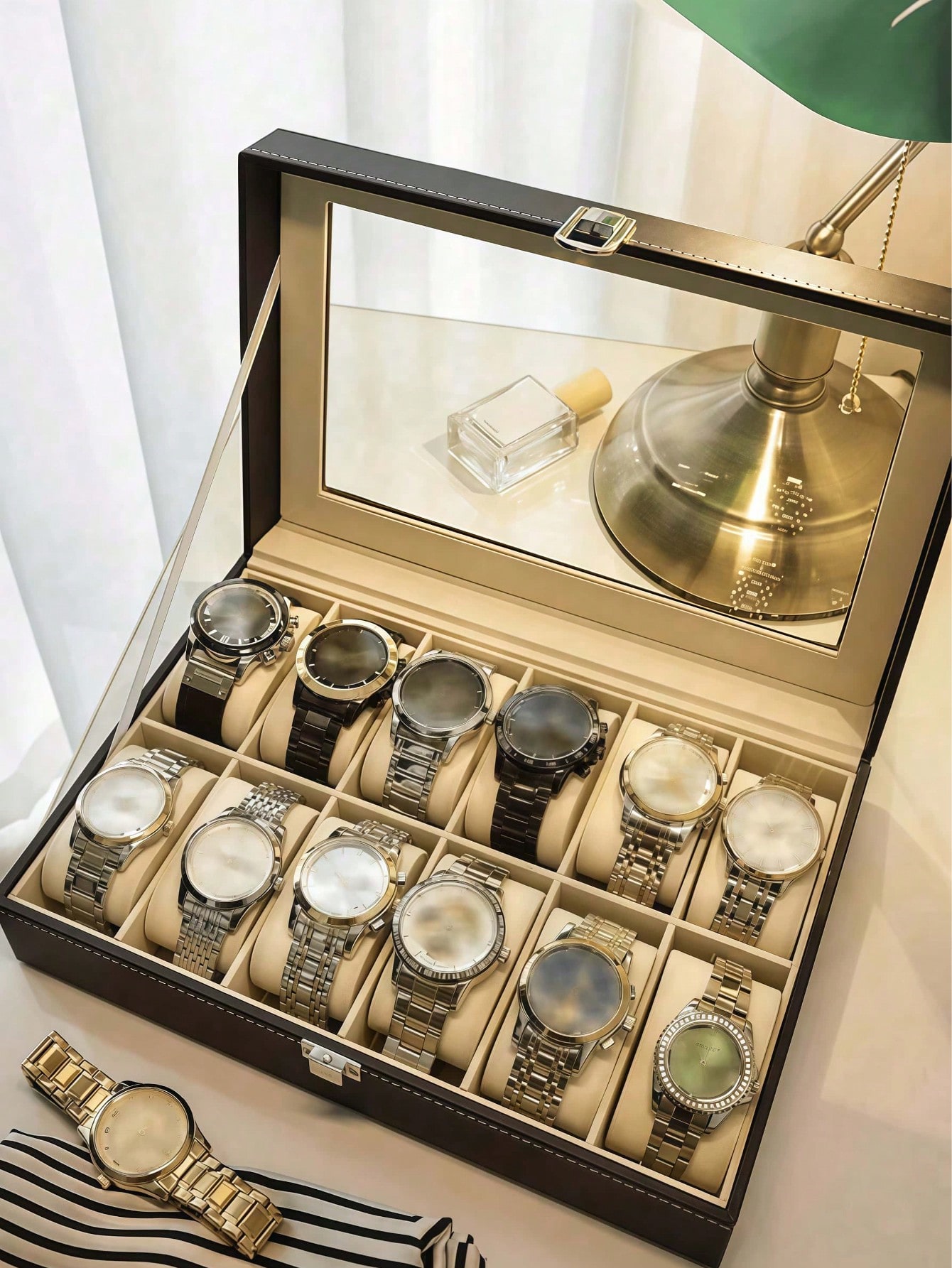 Leather Watch Box with Lock, L - Jewelry Like Watches review and price