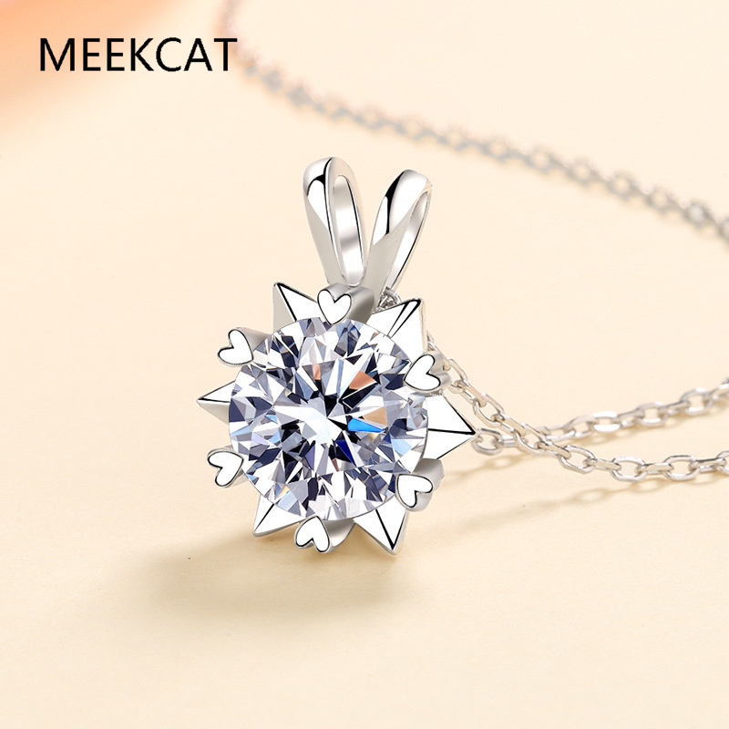 Moissanite Halo Necklace for W - Crystal Choker Necklace review and price