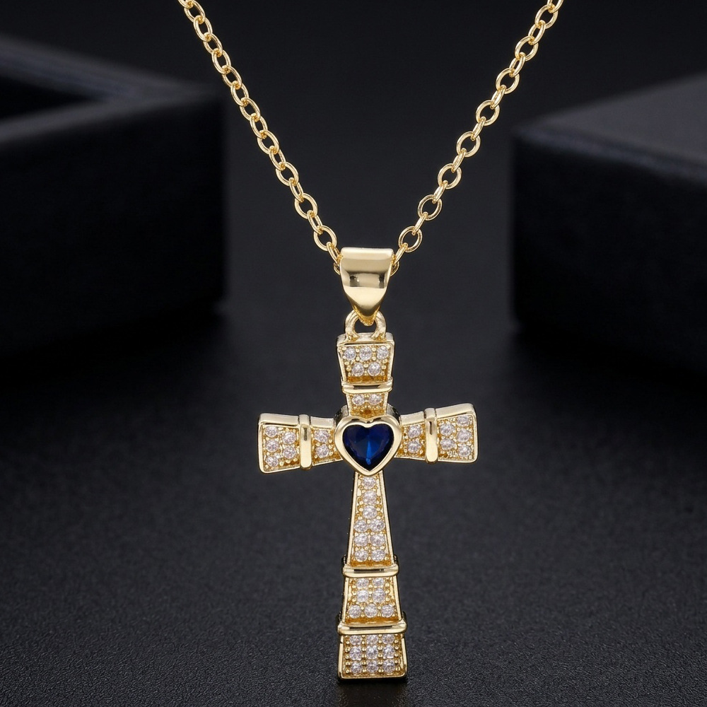 Fashion Cubic Zirconia Cross P - Crystal Choker Necklace review and price