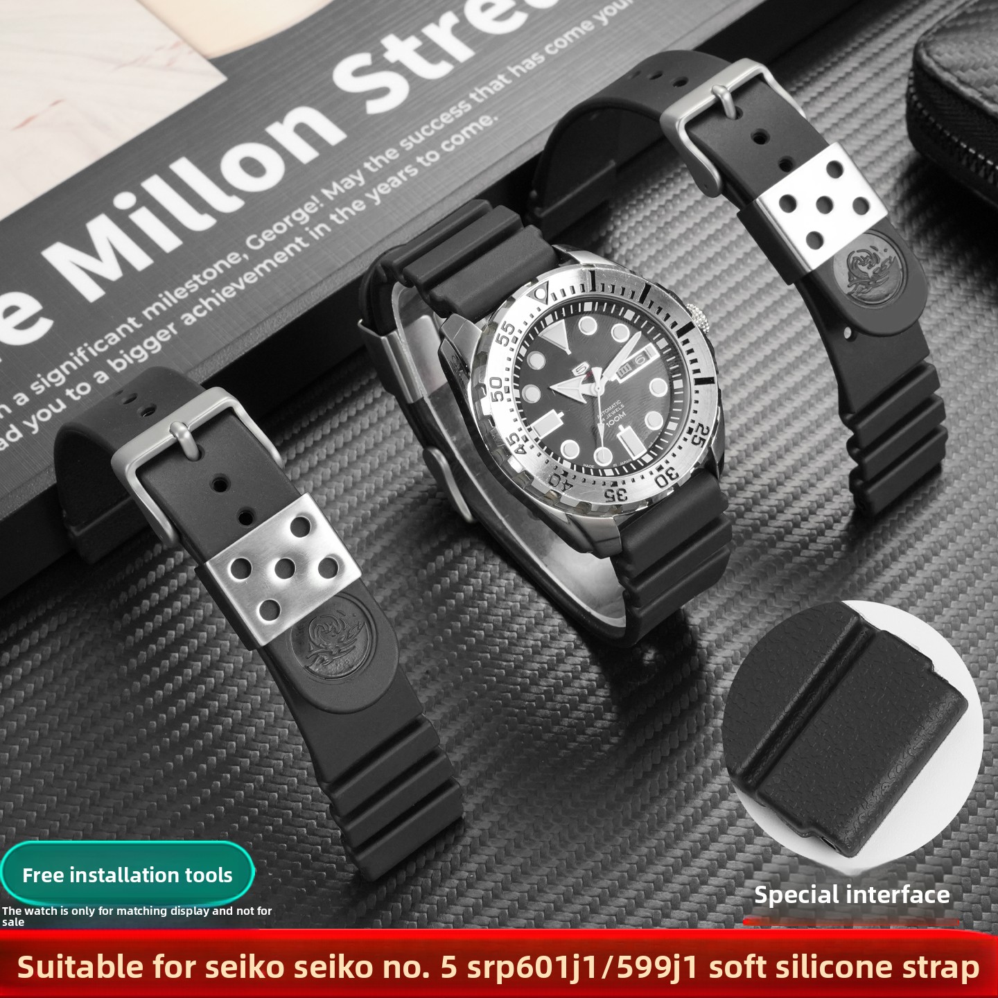 22mm silicone watch band For S - Seiko Watch 5 Sports review and price