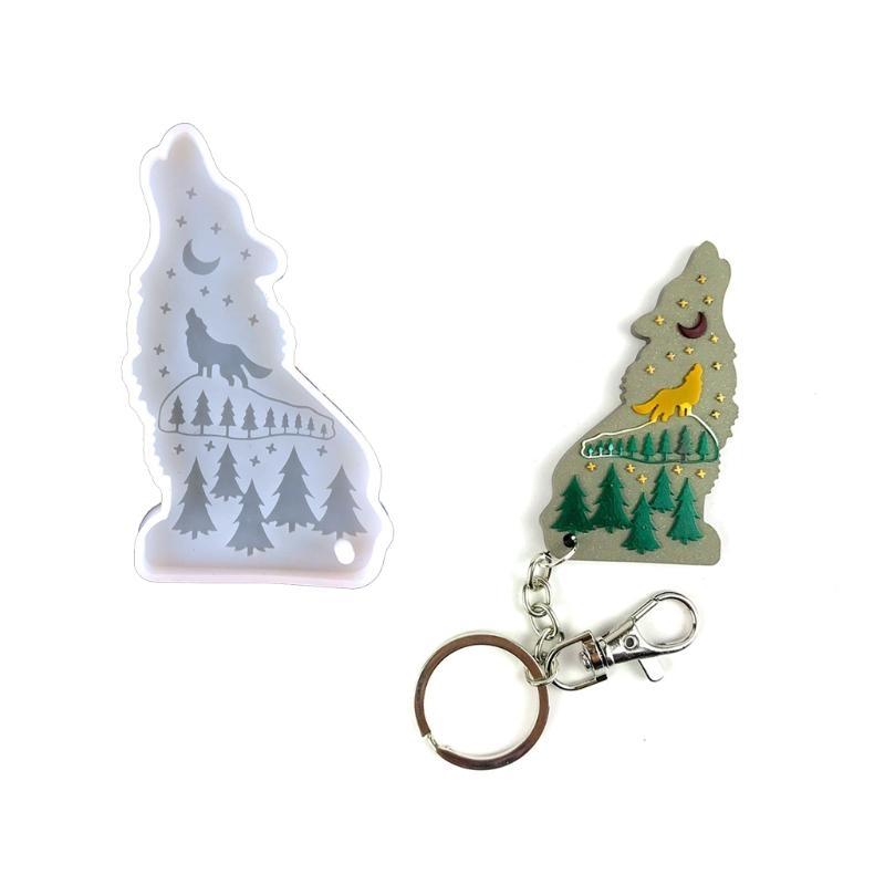 A52E Shiny Wolf Keychain Epoxy - Wolf Jewelry & Watches Tampa review and price