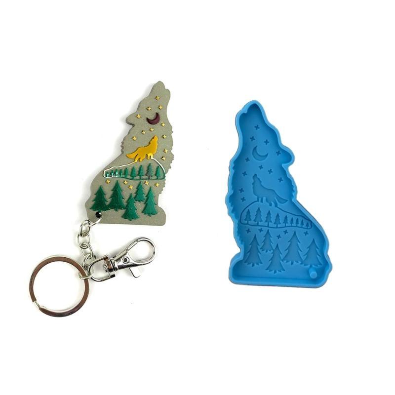 A52E Shiny Wolf Keychain Epoxy - Wolf Jewelry & Watches Tampa review and price